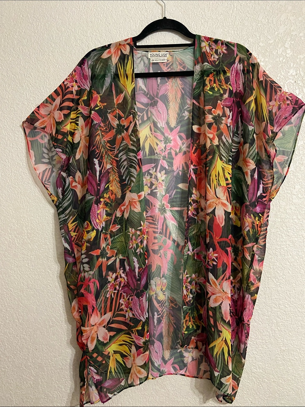Young USA Floral Sheer Kimono Wrap - Multicolor